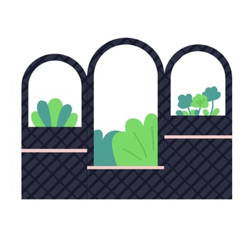 Garden planter with arches designed for growing herbs and plants in urban spaces, featuring a modern aesthetic vector