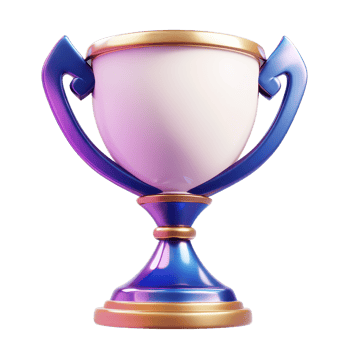 A stylized blue and gold trophy with a body Award icon for champions and winners Ideal for game rewards or special achievements png