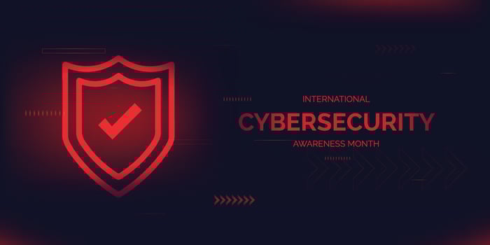 International cyber security awareness month is observed. flat design Cyber security banner Modern gradient color red vector