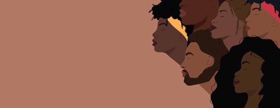 A group portrait of black people. vector