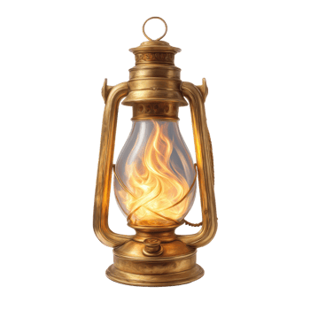 Vintage Brass Lantern with Flickering Flame Lighting Warm Ambiance png