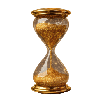 Elegant Hourglass with Shimmering Golden Sand and Light Reflection png