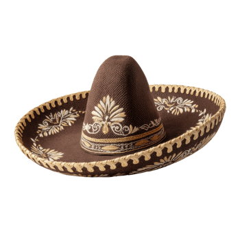 Traditional Mexican Sombrero Hat with Intricate Floral Design png