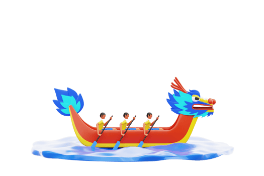 Dragon boat on water 3d illustration png