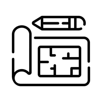Here is a linear style icon of architectural plan document vector