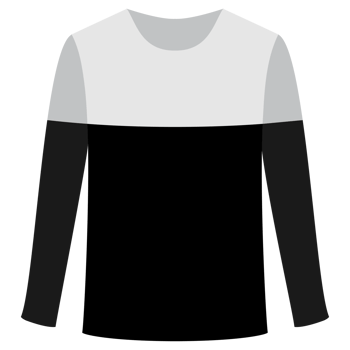 White and black long sleeve t shirt on transparent background png