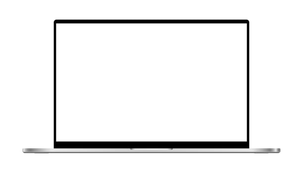Realistic laptop blank display mockup template, thin frame device for advertisement illustration vector