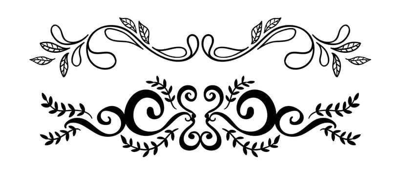 Decorative ornaments collection art vintage on black colour vector
