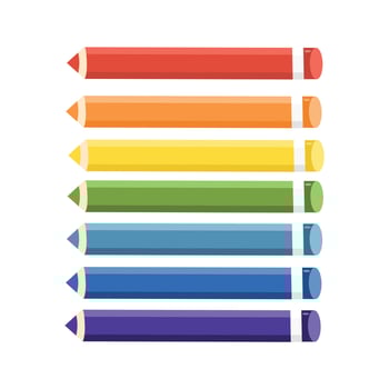 Set of multicolored pencils, rainbow colors. Clipart isolated on white background. vector