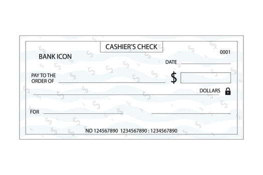 Cashiers check document with dollar signs and lock finance money vector