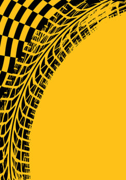 Background of racing track tires and checkered flag vector
