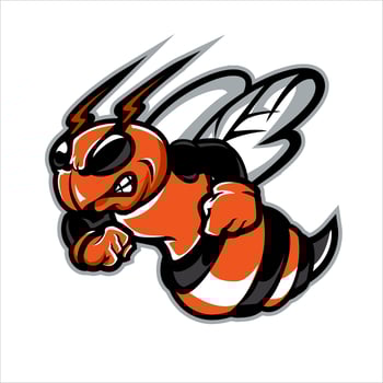 bee mascot growling with clenched fist vector