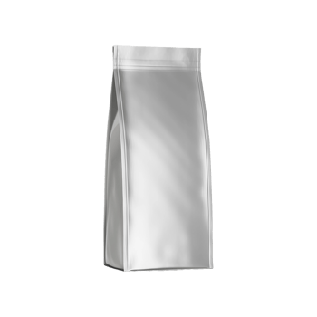 Blank silver paper bag isolated on transparent background for product mockup png