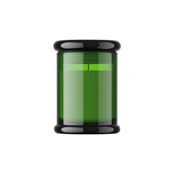 Modern green candle with black accents isolated on transparent background png