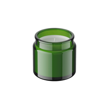 Green glass jar candle with white wax isolated on transparent background png