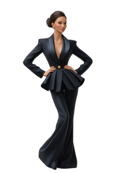 Elegant Business Woman in Stylish Black Suit with Confidence png