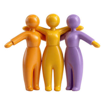 Colorful Plastic Figurines Representing Friendship and Unity Together png