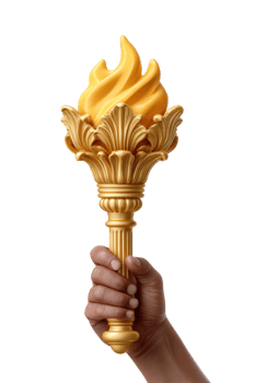 Golden Torch Held by Hand, Symbolizing Freedom and Enlightenment png