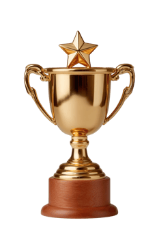 Golden Trophy with Star on Top, Isolated on White Background png