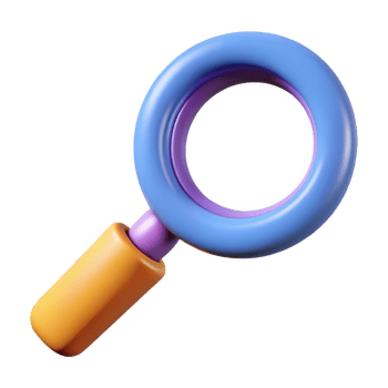 Stylized 3d magnifying glass isolated on transparent background png