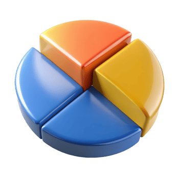 Colorful segmented circle chart isolated on transparent background png