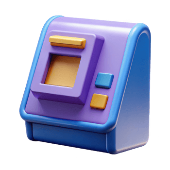 Stylized 3d atm machine isolated on transparent background png