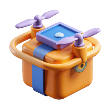 Cartoon drone with propellers and handle isolated on transparent background png