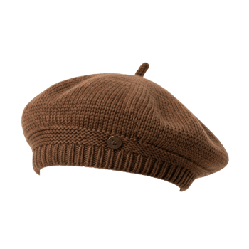 Stylish brown knitted beret. a fashionable and warm headwear accessory for a chic, classic look. png