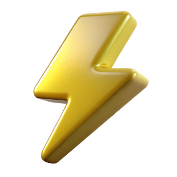 Shiny golden lightning bolt symbol isolated on transparent background png