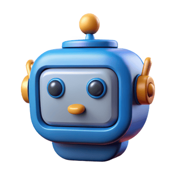 Cute blue robot character head isolated on transparent background png