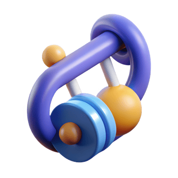 Abstract 3d sculpture with blue and orange elements isolated on transparent background png