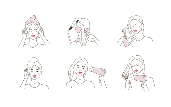 Illustration of hair care steps vector