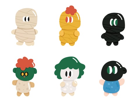 Set of cute cartoon halloween mascot. vector
