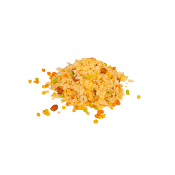 A pile of fried rice with mixed vegetables isolated on transparent background png