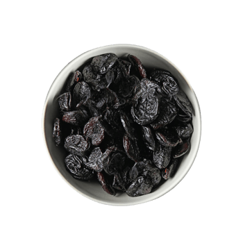 Bowl of dried prunes isolated on transparent background, a healthy food png