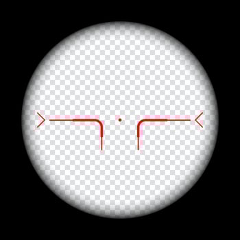 realistic sniper scope crosshairs view. sniper rifle optical sight with measurement marks. sniper scope template vector