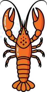 Vibrant orange lobster illustration perfect for seafood menus and nautical themes. vector