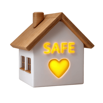 Illuminated Home Model with Safe Heart Symbol for Security Concepts png