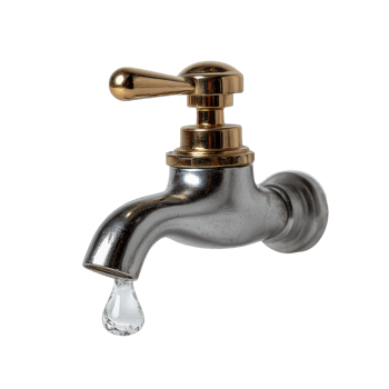 Elegant vintage faucet with water droplet isolated on white background png