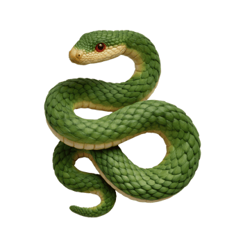 Realistic Green Snake Coiled Around with Intricate Scale Details png