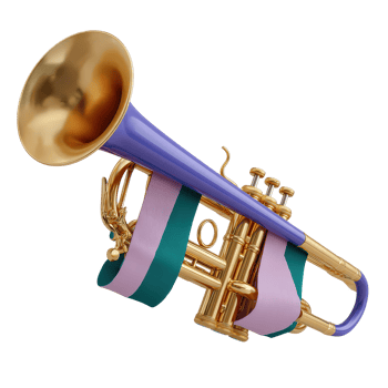 Colorful trumpet with ribbons in vibrant colors for music lovers png