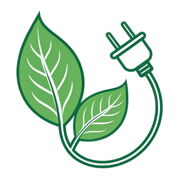 Green energy leaf and electrical plug isolated on transparent background png