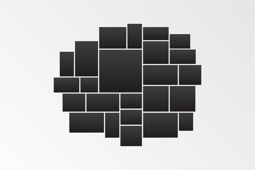 collage frames boards mosaic frame photos pallet display and photo montage. mood board and branding interior presentation photo. vector
