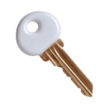 Key with White Plastic Head and Gold Steel Shaft on White Background png