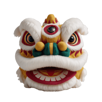 Colorful Traditional Lion Dance Head for Cultural Celebration Events png