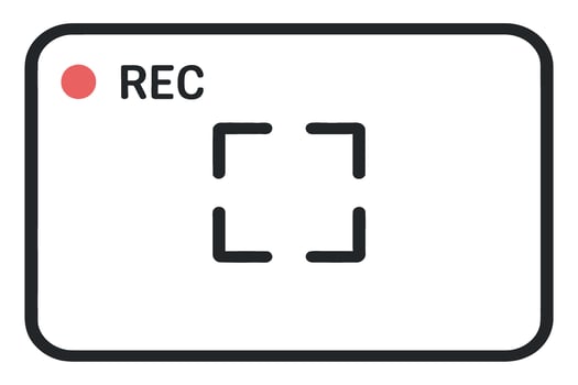 Recording Camera Screen Interface with Red REC Indicator and Focus Square on Transparent Background vector