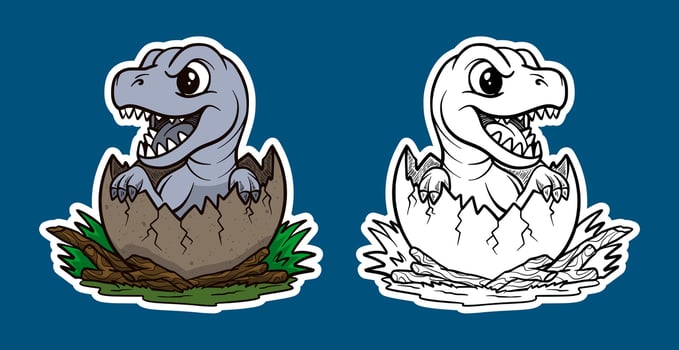 Dinosaur hatching illustration vector