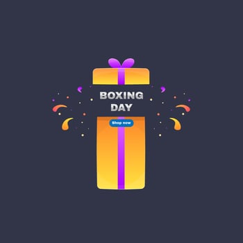 Boxing Day Banner Bundle Badge Cute Cartoon Open Gift Confetti Icon Flat Narrow Orange Pack Purple Bow Pack Design vector