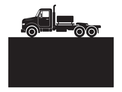 Simple Black and White Silhouette of a Semi-Truck vector