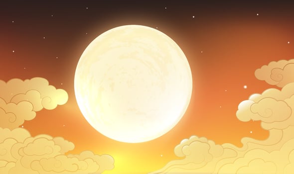 Bright moon in colorful sky vector